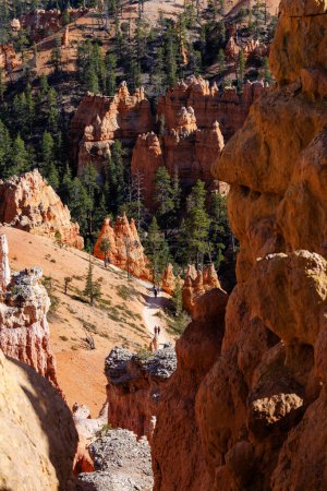 Téléchargez les photos : Formations rocheuses et hoodoos du Queens Garden Trail dans le parc national de Bryce Canyon en Utah au printemps. - en image libre de droit