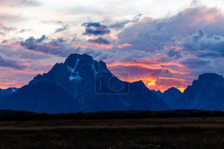 Photo for Colorful sunset of Mount Moran in Grand Teton National Park - Royalty Free Image