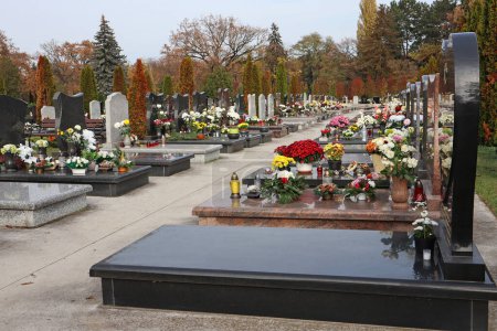 Téléchargez les photos : Pierres tombales au cimetière public - en image libre de droit