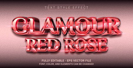 Illustration for Glamour Red Rose Text Style Effect. Editable Graphic Text Template. - Royalty Free Image