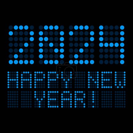 Photo for Illustration of a digital display shows the date of the new year 2024 and the message happy new year in blue over black background. - Royalty Free Image