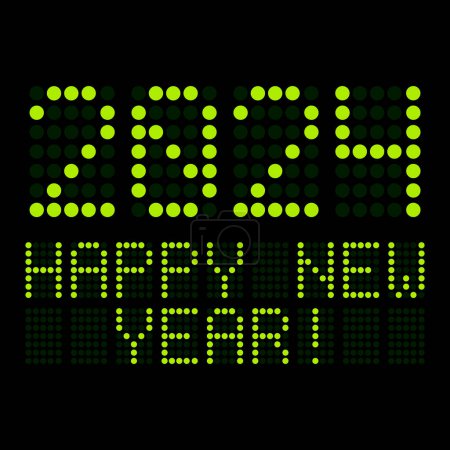 Photo for Illustration of a digital display shows the date of the new year 2024 and the message happy new year in green over black background. - Royalty Free Image