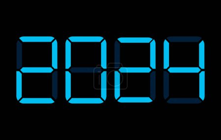 Photo for Digital display shows the date of the new year 2024 in blue over black background. - Royalty Free Image