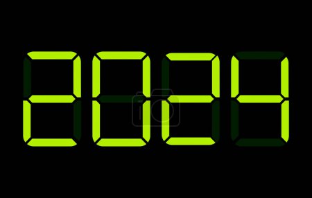 Photo for Digital display shows the date of the new year 2024 in green over black background. - Royalty Free Image