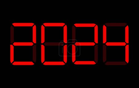 Photo for Digital display shows the date of the new year 2024 in red over black background. - Royalty Free Image
