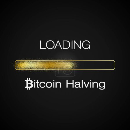 Foto de Ilustración de una barra de carga para Bitcoin a la mitad. Recompensa para la minería criptomoneda Bitcoin se reduce a la mitad en el concepto 2024. - Imagen libre de derechos
