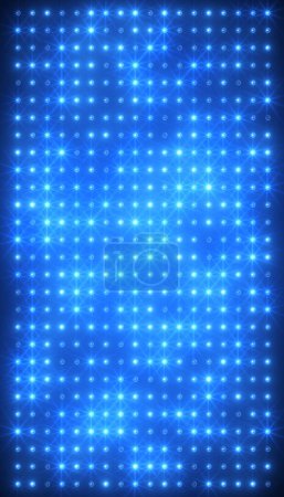 Photo for Illustation of an abstract glowing blue LED wall with bright light bulbs - abstract background. - Royalty Free Image