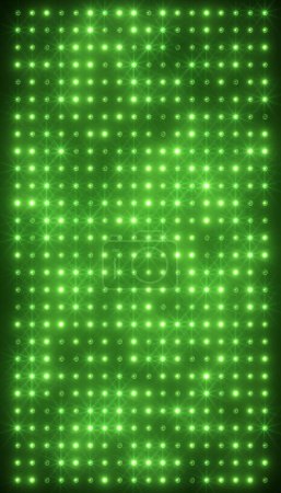 Photo for Illustation of an abstract glowing green LED wall with bright light bulbs - abstract background. - Royalty Free Image