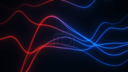 Photo for Electric neon lines glow on a futuristic. 3D neon lights create a stunning cyberpunk atmosphere - Royalty Free Image