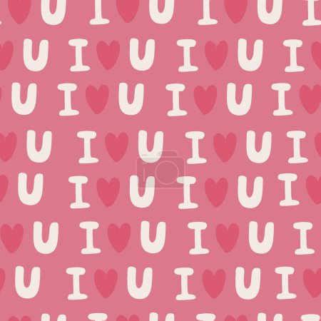 Foto de Seamless pattern with red hearts, declarations of love. Valentines day background with symbols of love, romance and passion. Vector illustration for wrapping paper, wallpaper. - Imagen libre de derechos