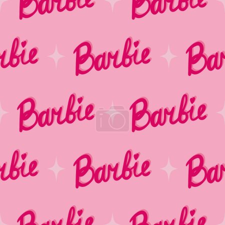 Téléchargez les illustrations : Princesse Barbie. Mignon motif sans couture rose. Beau papier peint girly. Illustration vectorielle - en licence libre de droit