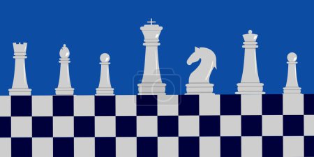 Un ensemble de pièces d'échecs blanches dans une rangée sur un échiquier dans un style branché.