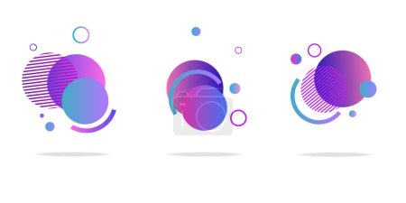 Illustration for Set of round abstract badges, icons or shapes in trendy colors. - Royalty Free Image