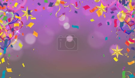 Illustration for Birthday Balloons Flying for Party and Celebrations With Space for Message Isolated in Background - Royalty Free Image