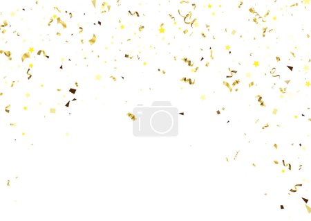 Illustration for Golden confetti isolated on white background. Festive vector illustration. - Royalty Free Image