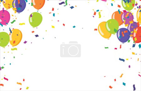 Ilustración de Nueva celebración de cumpleaños con globo y cinta - Imagen libre de derechos