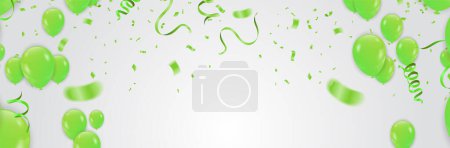 Green balloons with Decorative element for party invitation design. Vector illustration	
