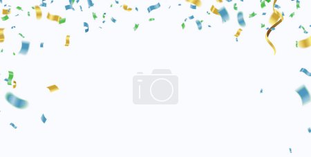 Téléchargez les illustrations : Modèle de fond de célébration avec confettis et banderoles sur fond blanc. Illustration vectorielle - en licence libre de droit