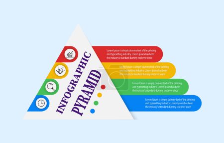 Illustration for Simple pyramid infographic with a 4 elements template that is a four-step process or concept using a pyramid structure. the customizable template is ideal for business presentations and educational. - Royalty Free Image
