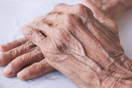 close up of hands of a elderly person ,