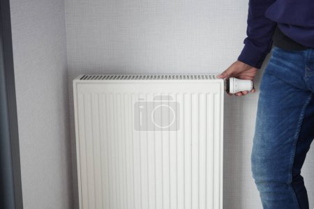 Photo for Heating radiator under window in the room. High quality photo - Royalty Free Image