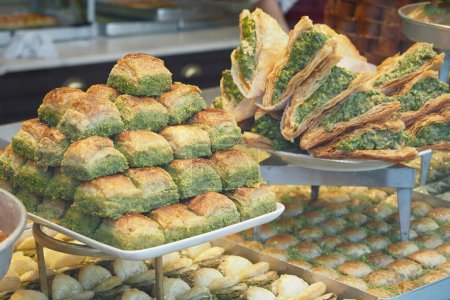turkish dessert baklava selling at shop ,