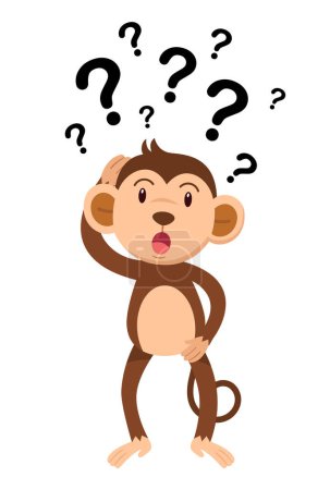 Ilustración de Ilustración del pensamiento del mono con vector de signos de interrogación - Imagen libre de derechos