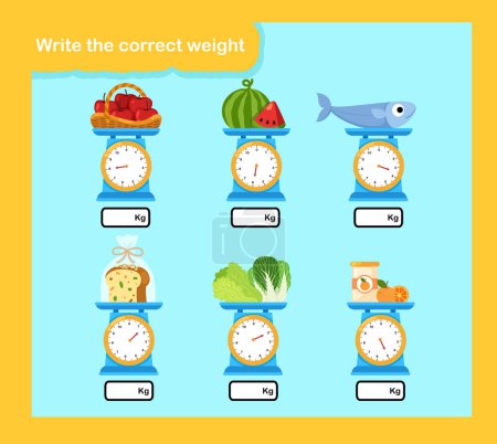 Illustration for Write the correct weight .vector - Royalty Free Image