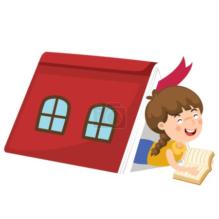 Illustration for Illustration of a young girl reading a book vector - Royalty Free Image