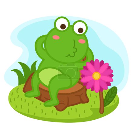 Illustration for Cute cartoon frog character on white background illustration - Royalty Free Image
