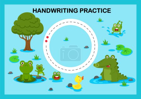 Illustration for Handwriting practice sheet illustration vector - Royalty Free Image