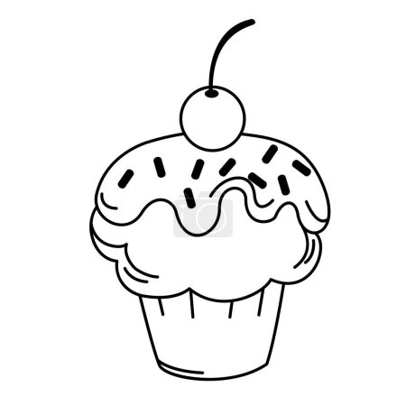 Ilustración de Ilustración de cupcake contorno blanco en el vector de fondo - Imagen libre de derechos