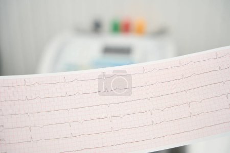 Photo for Close up picture of electrocardiogram by heartbeat in the medicine center - Royalty Free Image