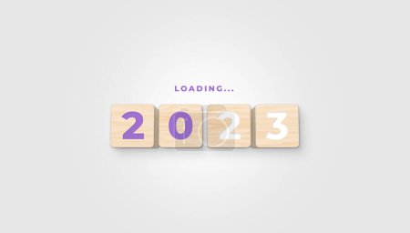 Photo for Wooden blocks 2023 on gray background. Start new year 2023 with goal plan, goal concept, action plan, strategy, vision. 2023 New Year Loading. 3D illustration. - Royalty Free Image