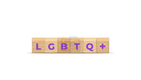 Photo for Wooden cubes with the letters LGBTQ+. The concept of lesbians, gays, bisexuals, transgender, transsexuals, queer people, intersex, asexuals, pansexuals. 3D illustration. - Royalty Free Image