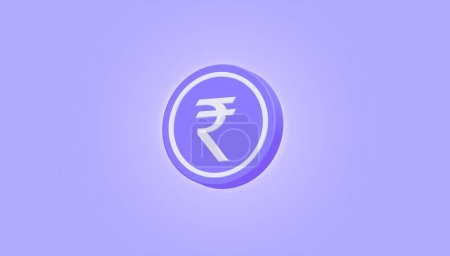 Photo for Indian Rupee Gold Coin INR Currency coin isolated on purple background 3d illustration render. - Royalty Free Image
