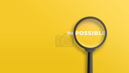 Photo for Magnifier focuses on the possible side of the word impossible. Possible motivational inspirational concept. 3D illustration. - Royalty Free Image