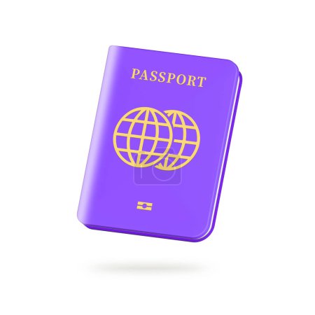 Photo for 3D purple passport icon. Identification Document. 3d render illustration. - Royalty Free Image