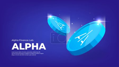 Téléchargez les illustrations : Alpha Finance Lab (ALPHA) pièce crypto-monnaie concept bannière arrière-plan. - en licence libre de droit
