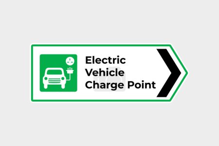 Téléchargez les illustrations : Electric vehicles (EV) charging station and charge parking signage in the United Kingdom UK. vector - en licence libre de droit