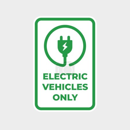 Téléchargez les illustrations : Electric vehicle only parking sign, Charging station, Parking space for EV cars. vector - en licence libre de droit