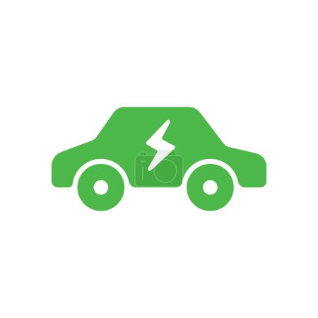 Téléchargez les illustrations : Green EV car icon symbol, Hybrid vehicles charging station, Eco friendly vehicle concept. vector - en licence libre de droit