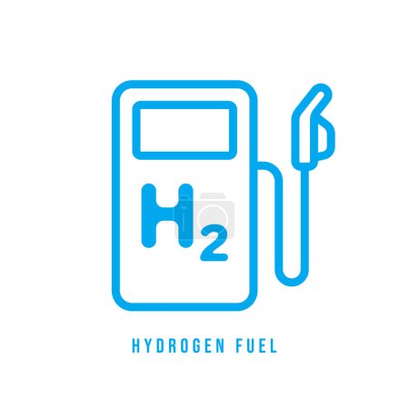 Photo for Hydrogen car station line icon. Hydrogen fuel filling station. H2 gas pump. Alternative renewable energy sources. Fuel cell electric vehicle. Vector - Royalty Free Image