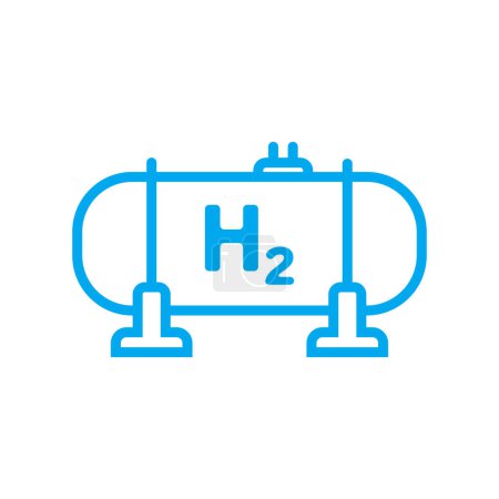 Photo for Blue hydrogen tank line icon. Hydrogen fuel storage. Industrial cylinder gas tank. Liquid or gas hydrogen. High pressure tank. Sustainable energy concept. vector - Royalty Free Image