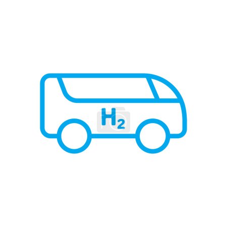 Téléchargez les illustrations : Blue hydrogen fuel bus line icon. Fuel cell vehicle. Sustainable alternative energy concept. H2 powered transportation. Futuristic hydrogen dioxide bus. vector - en licence libre de droit