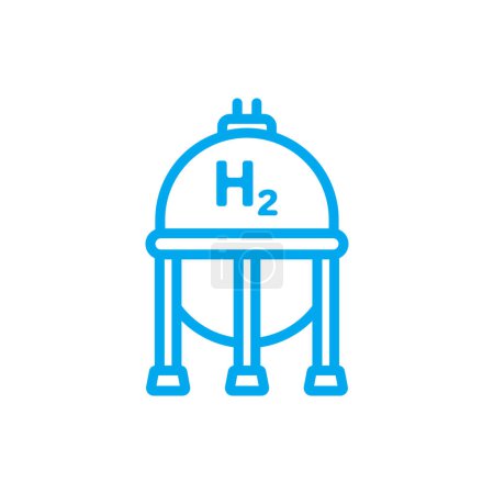 Photo for Blue hydrogen tank line icon. Hydrogen fuel storage concept. H2 gas tank sphere. Sustainable energy resources. Alternative energy sources. Eco friendly fuel. vector - Royalty Free Image