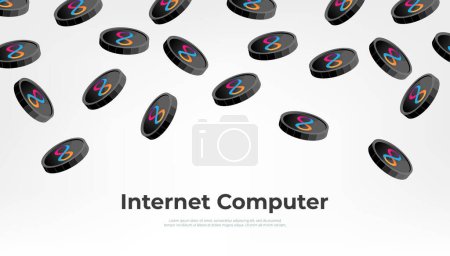 Illustration for Internet Computer (ICP) coin falling from the sky. ICP cryptocurrency concept banner background. - Royalty Free Image