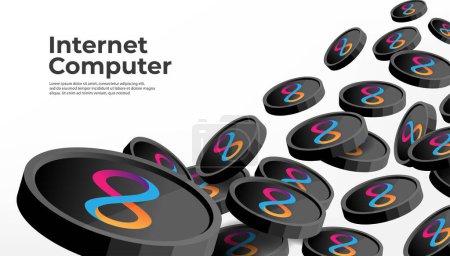 Illustration for Internet Computer (ICP) cryptocurrency concept banner background. - Royalty Free Image