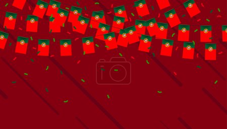 Photo for Portugal celebration bunting flags with confetti and ribbons on red background. vector illustration. - Royalty Free Image