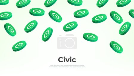Téléchargez les illustrations : Civic (CVC) coin falling from the sky. CVC cryptocurrency concept banner background. - en licence libre de droit